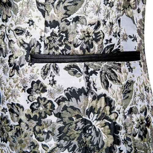 Para Hombres Floral Esmoquin Cena Chaqueta Calce Regular Chal Solapa Paisley Baile de graduación Fiesta Traje - Imagen 99 de 236