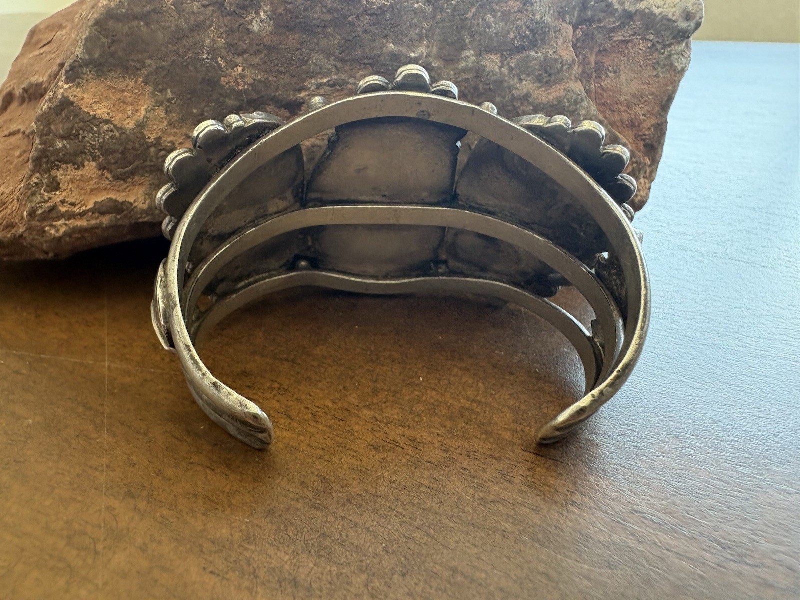 Turquoise Native Sterling Silver Cuff Bracelet Th… - image 5