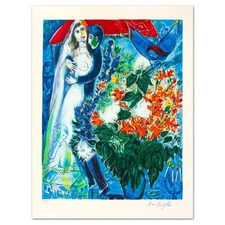 Marc Chagall (1887-1985), "Maries Sous Le Baldaquin" Limited Edition Serigraph w