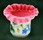 Fenton? Toothpick Holder Vase 2.5" Tall, 2.75"W Hand Painted No Chips or Cracks
