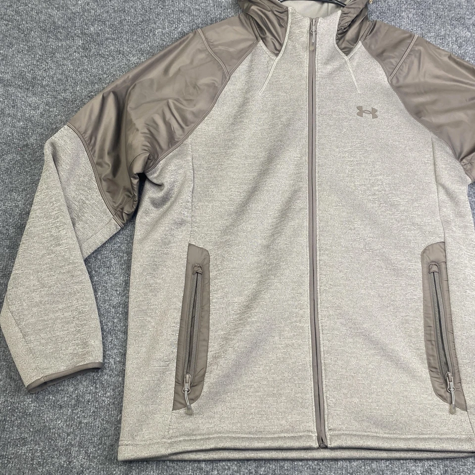 Chaqueta Under Armour Para Hombre Grande Gris Marrón Con Capucha Cremallera Completa Calce Suelto 1367475 Foto 2 de 4