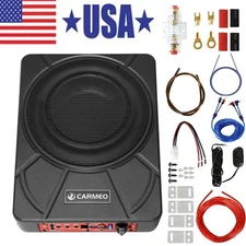 10" 1500W Slim Under Seat Powered Car Subwoofer Hideaway Subwoofer with Wire Kit