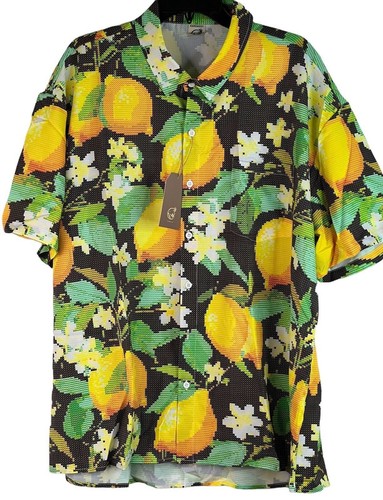 Chemise homme neuve Hardaddy Tropical Lemons Flora Vivid manches courtes taille XXL
