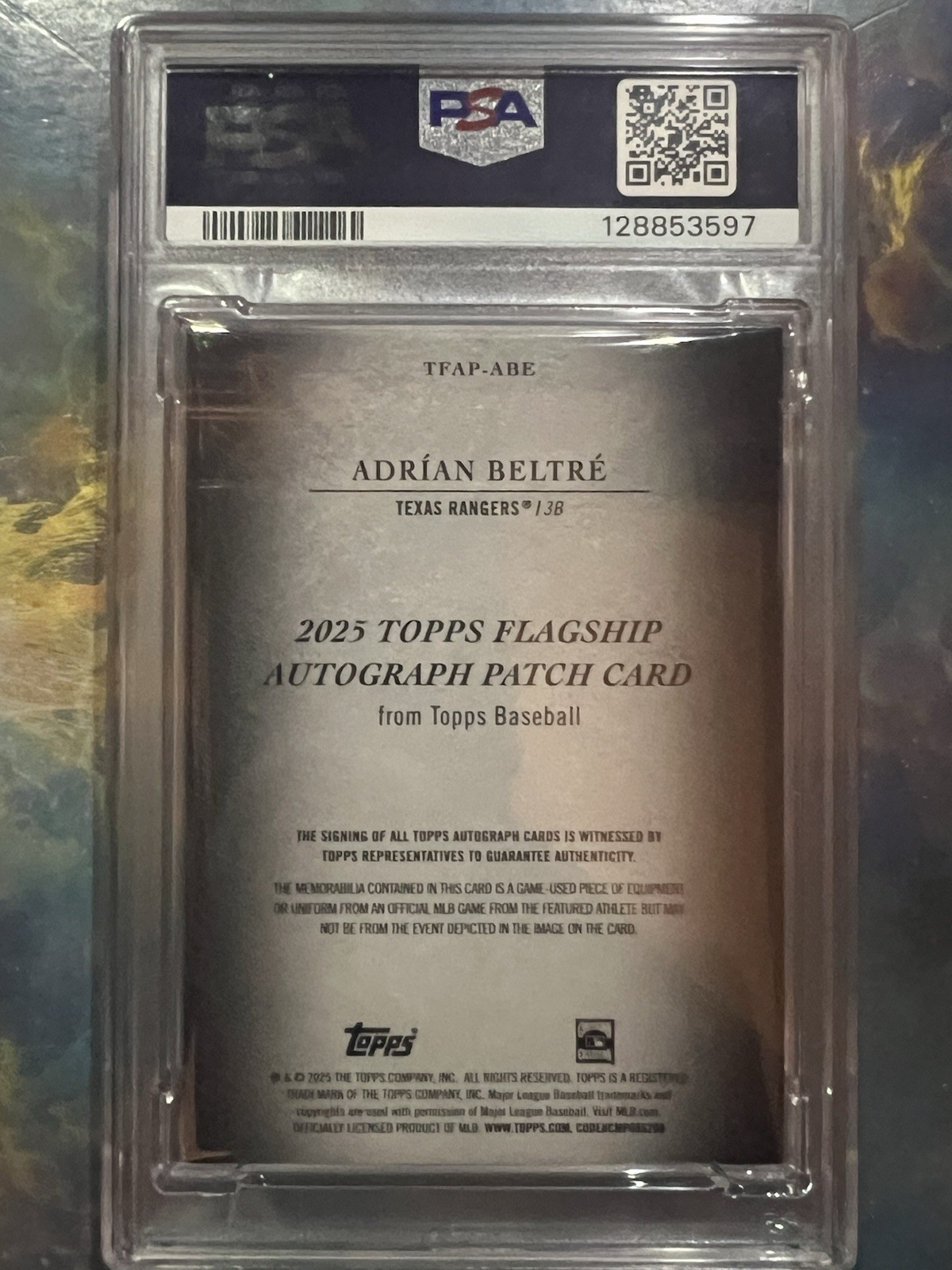 2025 Topps Adrian Beltre Texas Rangers Flagship Auto Patch-Black 5/10 #TFAP-ABE view 2