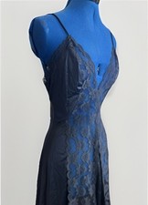 Vtg 80s Val Mode Goth Plunging Lace Peek ABoo Lingerie Whimsy Fairy Slip Dress