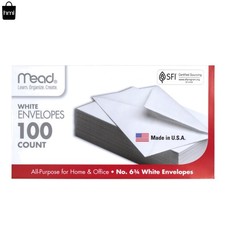 Lightweight 100 Pack of White Security Envelopes 6-3/4 Inch for Everyday Mailing