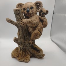 Vintage UCTCI Porcelain Figurine Of Koala Mother And Joey On Tree Branch 7.5” Ht