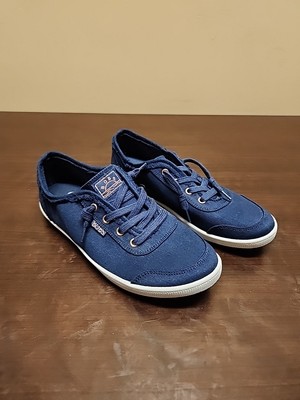 New Bobs by Skechers Women 6.5 Memory-Foam Canvas Navy Blue - Rose Gold