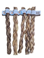 5pc Thick Braided 12in Bully Sticks by Jack & Pup