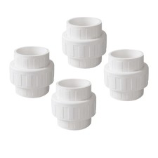 2" PVC Union Coupling for 2 Inch Pipes, 4 Pack, EPDM O-Ring, White