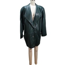 Vintage 80's/90's  Winlit Green Leather Coat - Size Large