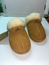 BEARPAW Loki II Women's Suede Shearling Lined Slip-On Mule Slippers 7 Brown
