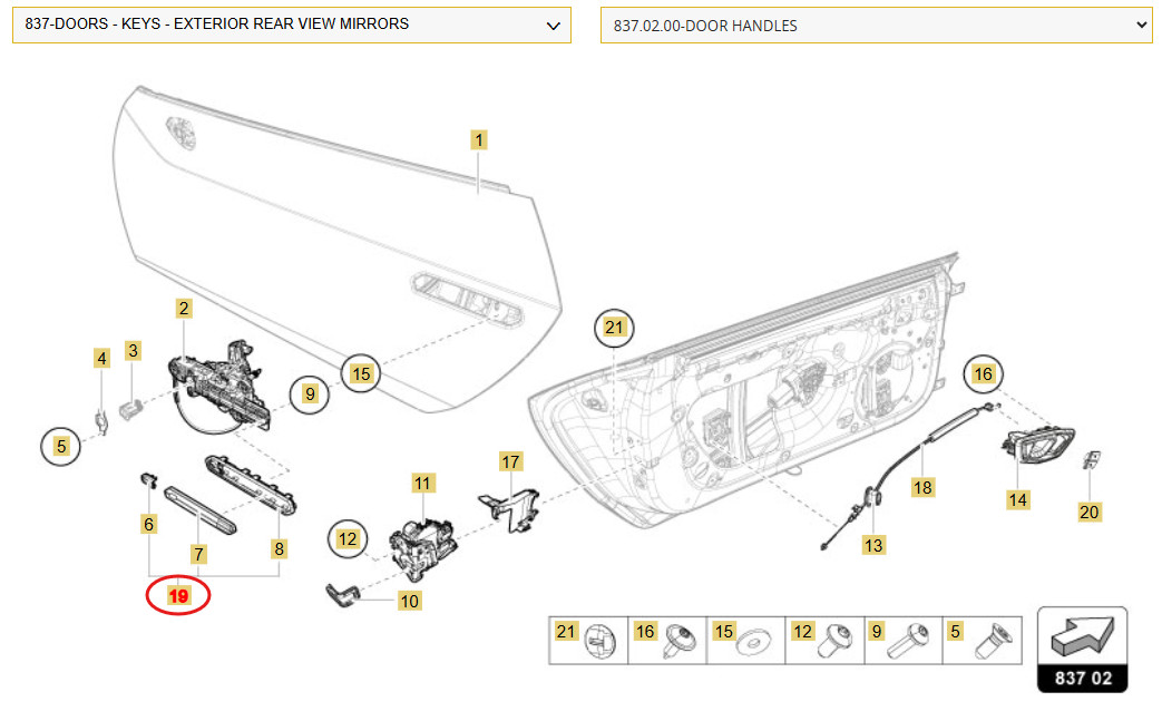 Lamborghini Huracan Left Outer Door handle P/N 4T0898561