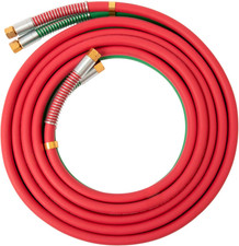 Oxy Acetylene Grade T Welding Hose 3/16" B Fittings + Strain Relief Set 1