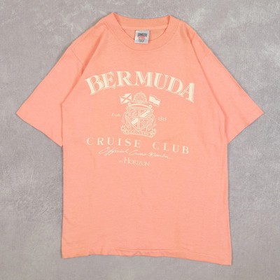 Oneita Vintage 90s Bermuda Cruise Single Stitch Graphic T-Shirt L Herren Koralle 