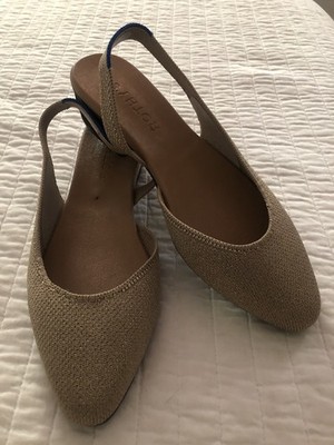 ROTHY'S The Almond Slingback Metallic Prosecco beige Heel Size 7.5