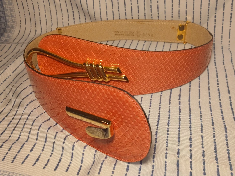 Cinturón Mujer Roberto Dalpra Creations Piel Serpiente Rosa Y Cuero Argentina 36/90 Foto 2 de 4