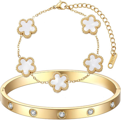 Kleeblatt Armband, Kleeblatt Schmuck, Clover Armband, 18k Vergoldet Vierblättrig