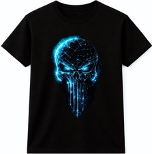 Skull T Shirt Blue Galaxy Skull Graphic Tee Gothic Streetwear Punk Rock Shirt