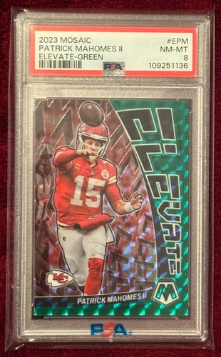 2023 Panini Mosaic Elevate Green Prizm #EPM Patrick Mahomes II PSA 8