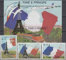 São Tomé and Príncipe Set & S/S 200th Ann French Revolution 1989 MNH-14 Euro