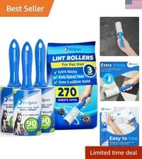 Extra Sticky Lint Roller Value Set 270 Sheets for Pet Hair Removal and Clothe...