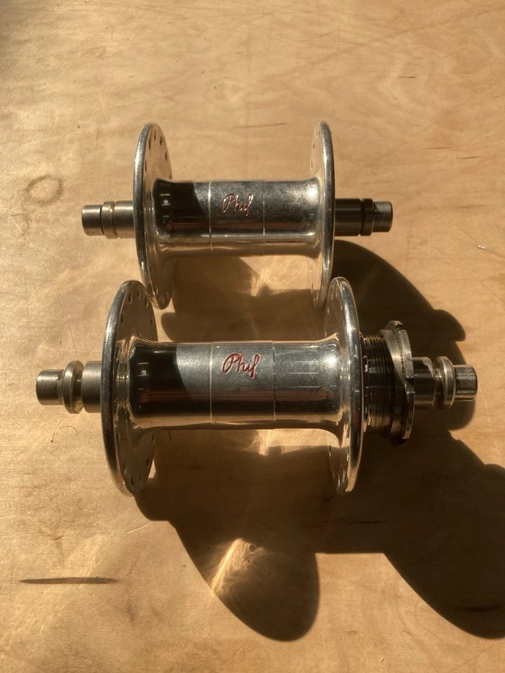 Juego de bujes Fixie de engranaje fijo Phil Wood de brida alta 32h 100 mm delantero/120 mm trasero Foto 2 de 4