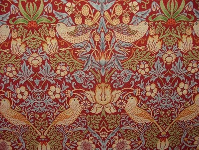 William Morris Gobelin Stoff Strawberry Thief Wein Vorhang Polster 15 Meter