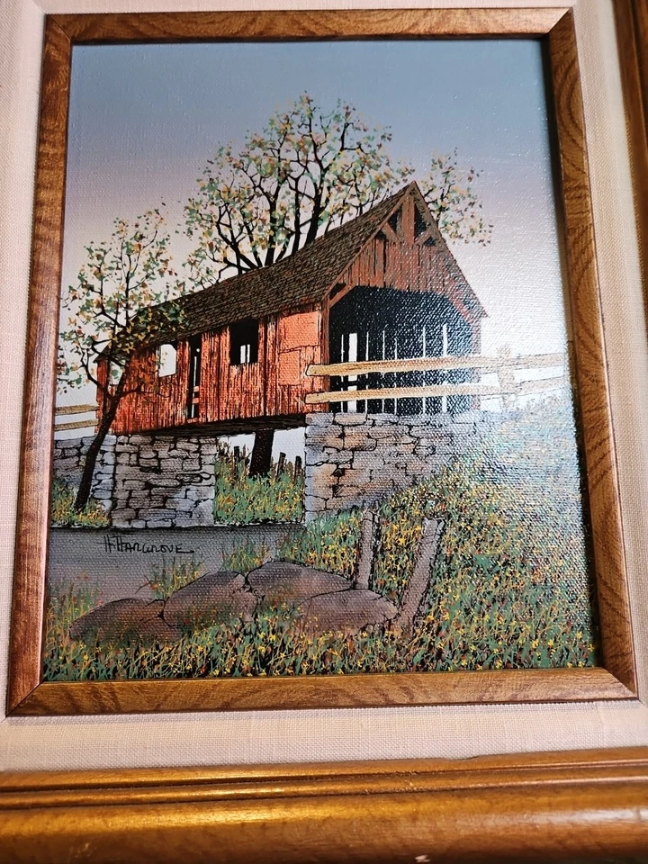 Signed H. Hargrove,  "Covered Bridge" Oil Painting (Certificate of Authenticity) - Image 4 of 4