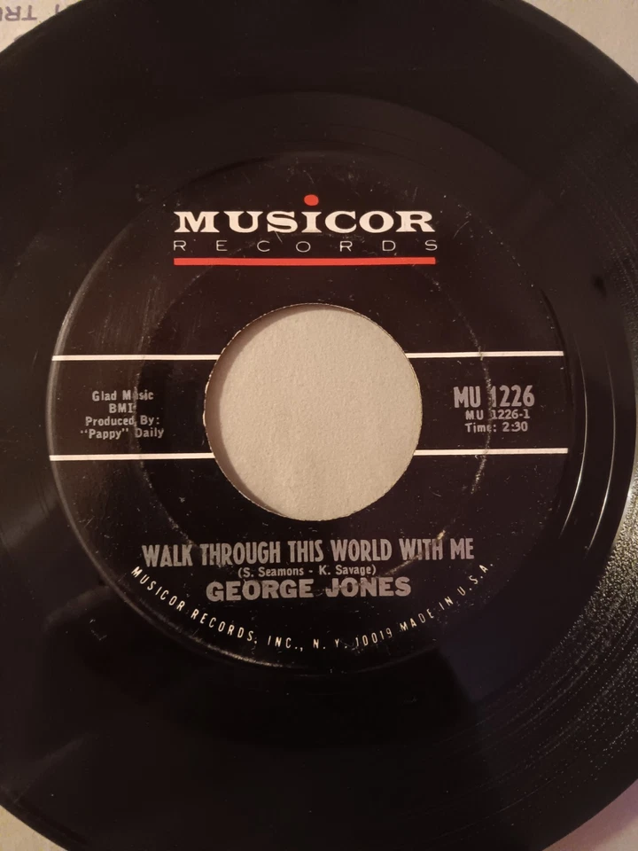 GEORGE JONES 45 Vinyl Walk Through This World With Me 1967 #1 Country RARE! - Imagem 2 de 4