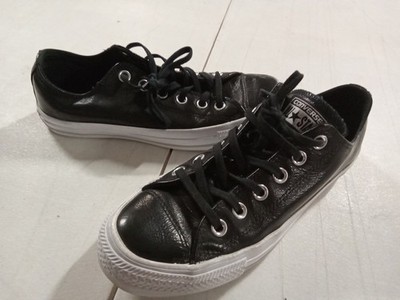 Women Converse Chuck Taylor All Star Low Ox Black  Sz 7 Leather