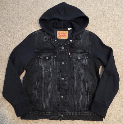 Levi's Hybrid Hooded Trucker Jacket Color Black Wash Men's Medium
