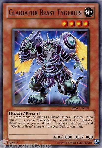 EXVC-EN034 Gladiator Beast Tygerius Common UNL Edition Mint Yu-Gi-Oh! Card