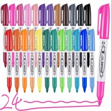 Permanent Markers Assorted Colors Set, 24 Colored Markers 24 Pack, Fine Point...