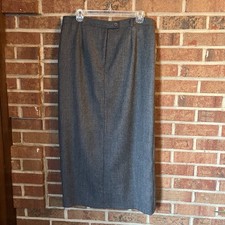 Sag Harbor Women 14 Full Length Gray 100 Wool Skirt Lined Career Minimalist EUC