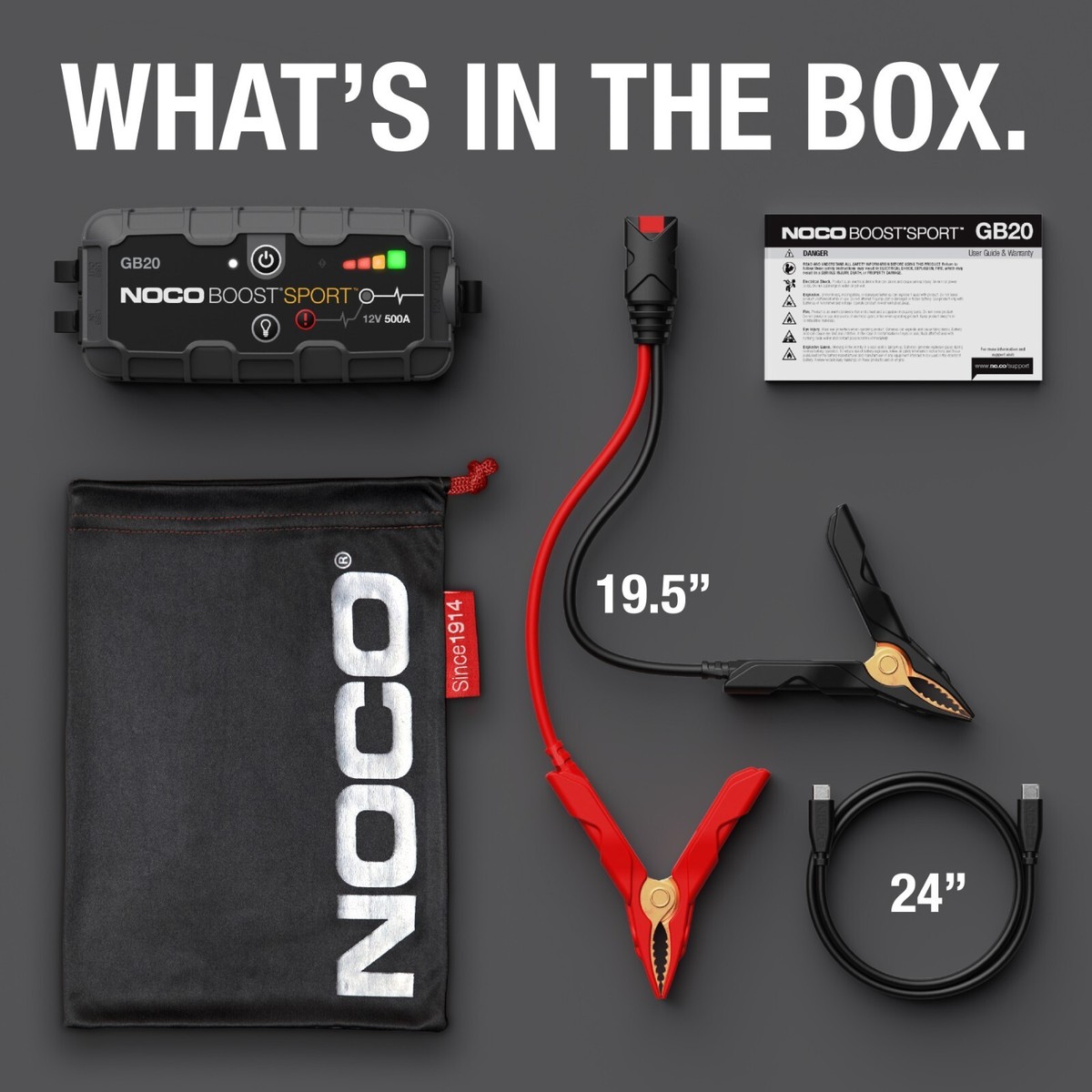 NOCO Boost Sport GB20 500A 12V UltraSafe Portable Lithium Battery