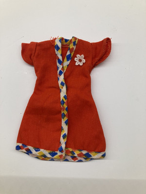 Vintage Sindy Wickelkleid 1974 rot Rauten Blume Pedigree Referenz S129