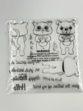 Clear Stamps Card Making Kit Cute Cat Dog Birthday Hello 12 Pcs