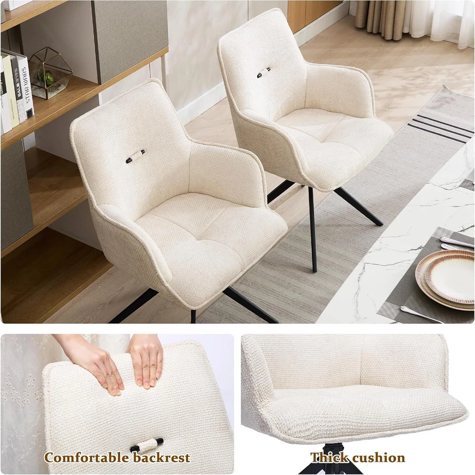 Modern Upholstered Swivel Dining Chair - 360° Rotating Comfort Seat for Kitchen - Image 4 of 4