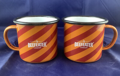 BEEFEATER GIN GESTREIFT EMAILLE DOSE CAMPINGBECHER X2 MANCAVE
