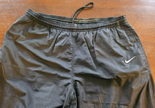 VTG NIKE ANKLE ZIP BLACK WIND TRACK PANTS LARGE NYLON LINED SWOOSH BAGGY 90s