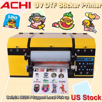 【US Ship】ACHI A3 UV DTF Sticker Printer 2*Epson XP600 Nozzle For Varnish AB Film