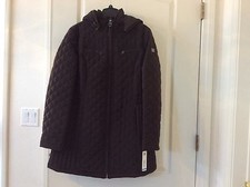 Hooded Quilted Coat, Brown, Size Xl