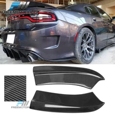Fit 15-23 Dodge Charger Carbon Fiber 2PC Rear Bumper Lip Apron Spat