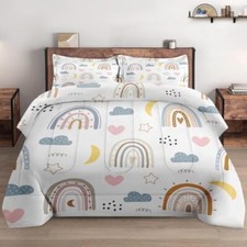 Size Comforter Set with Pillowcase, Colorful Cute Rainbow Kids Twin Multi 10