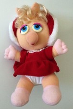 Vintage 1987 Muppet Babies Miss Piggy Christmas Holiday Plush 11  Size Red Dress