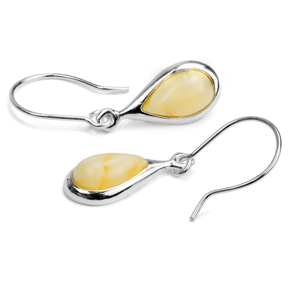 925 Solid Sterling Silver Butterscotch Baltic Amber Classic Drop Nice Earrings - Image 4 of 4