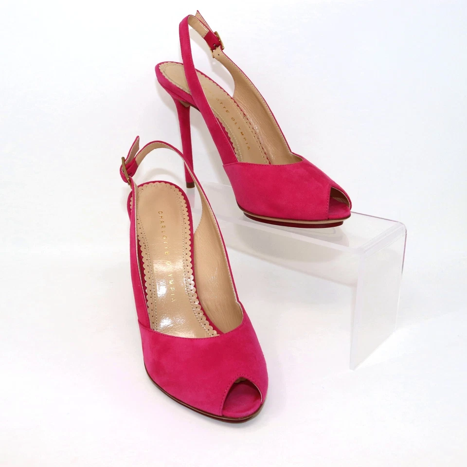Tacones de aguja Charlotte Olympia 37,5 rosa gamuza con cordones Foto 4 de 4