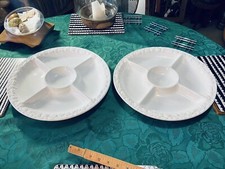 Vintage White Serving Tray / Ceramic Platter / Sectioned Nibble Dish St Michael