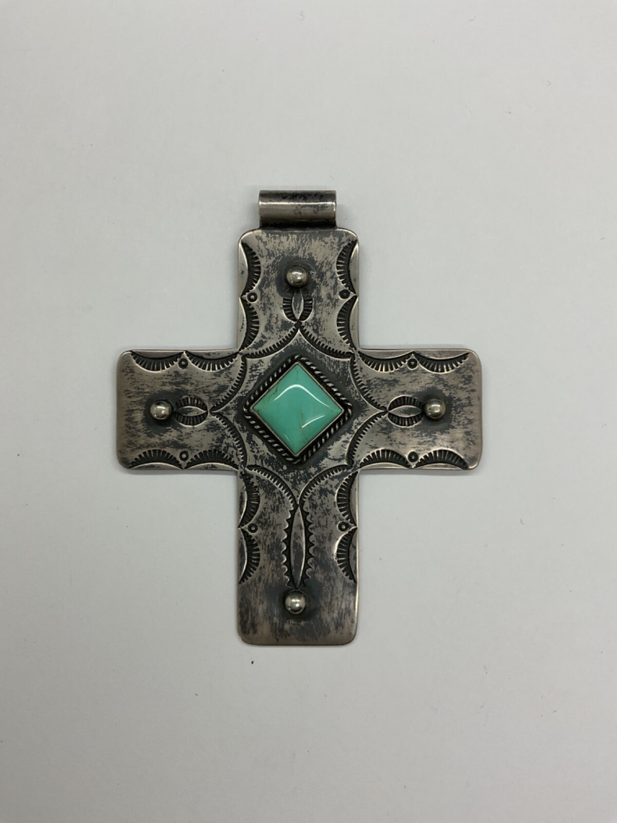 Vintage Native American Navajo Cross Pendant - Turquo… - Gem